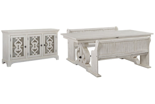 Magnussen - Bronwyn Alabaster Extendable Rectangular Dining Table With 2 Benches And Server - D4436-20-KIT52 view 1
