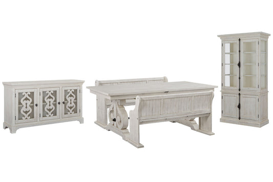 Magnussen - Bronwyn Alabaster Extendable Rectangular Dining Table With 2 Benches Server And Dining Cabinet - D4436-20-KIT54 view 1