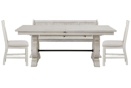 Magnussen - Bronwyn Alabaster Extendable Rectangular Dining Table With 2 Upholstered Side Chairs And Bench - D4436-20-KIT41 view 1