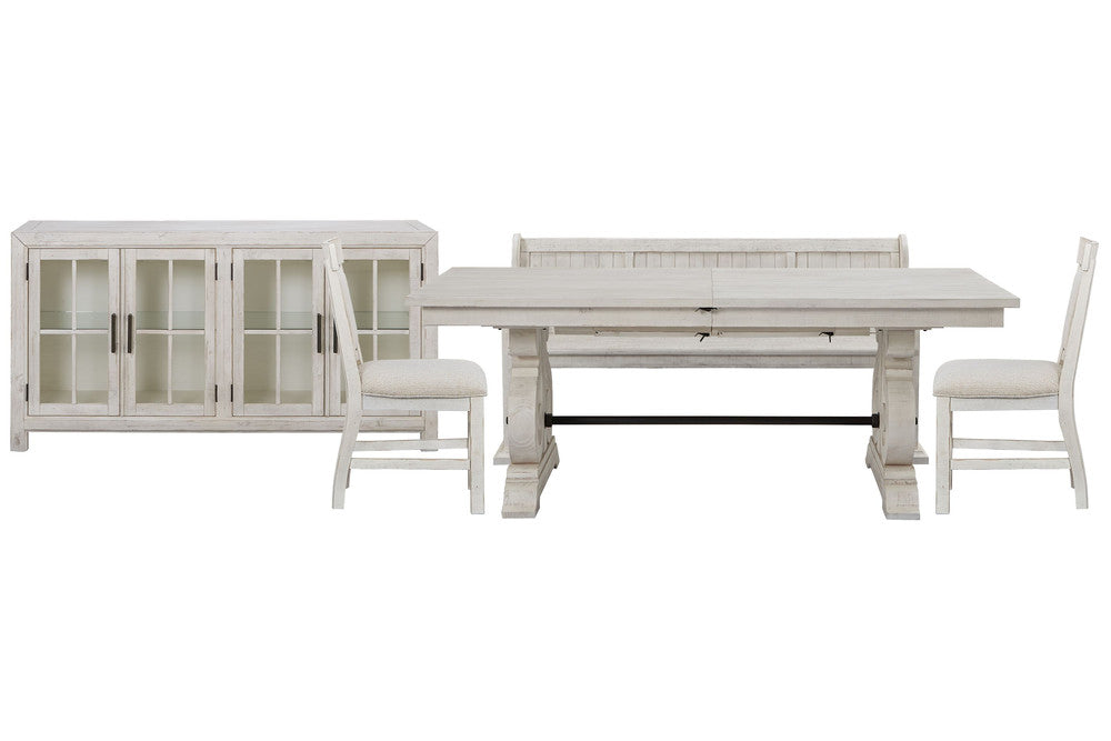 Magnussen - Bronwyn Alabaster Extendable Rectangular Dining Table With 2 Upholstered Side Chairs Bench And Buffet - D4436-20-KIT43 view 1