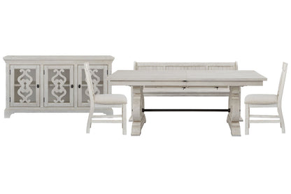 Magnussen - Bronwyn Alabaster Extendable Rectangular Dining Table With 2 Upholstered Side Chairs Bench And Server - D4436-20-KIT42 view 1
