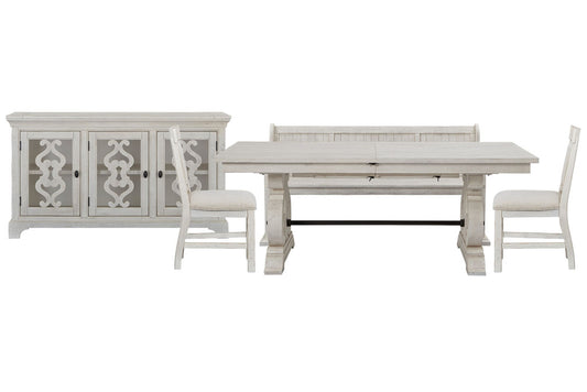 Magnussen - Bronwyn Alabaster Extendable Rectangular Dining Table With 2 Upholstered Side Chairs Bench And Server - D4436-20-KIT42 view 1