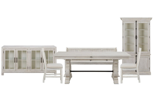 Magnussen - Bronwyn Alabaster Extendable Rectangular Dining Table With 2 Upholstered Side Chairs Bench Buffet And Dining Cabinet - D4436-20-KIT45 view 1
