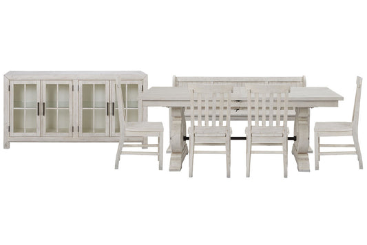 Magnussen - Bronwyn Alabaster Extendable Rectangular Dining Table With 4 Side Chairs Bench And Buffet - D4436-20-KIT38 view 1