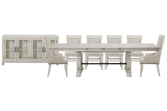 Magnussen - Bronwyn Alabaster Extendable Rectangular Dining Table With 4 Upholstered Side Chairs 2 Host Chairs And Buffet - D4436-20-KIT28 view 1