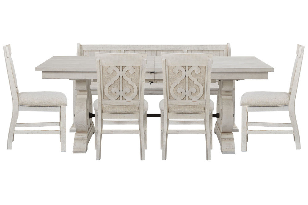 Magnussen - Bronwyn Alabaster Extendable Rectangular Dining Table With 4 Upholstered Side Chairs And Bench - D4436-20-KIT46 view 1