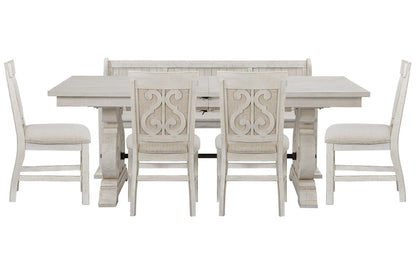 Magnussen - Bronwyn Alabaster Extendable Rectangular Dining Table With 4 Upholstered Side Chairs And Bench - D4436-20-KIT46 view 1