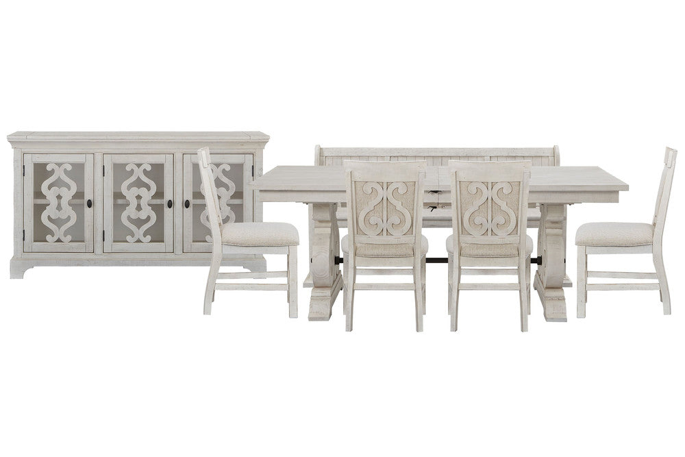 Magnussen - Bronwyn Alabaster Extendable Rectangular Dining Table With 4 Upholstered Side Chairs Bench And Server - D4436-20-KIT47 view 1