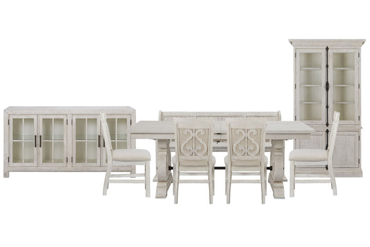 Magnussen - Bronwyn Alabaster Extendable Rectangular Dining Table With 4 Upholstered Side Chairs Bench Buffet And Dining Cabinet - D4436-20-KIT50 view 1