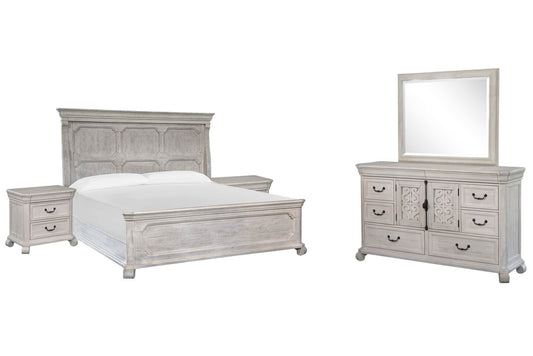 Magnussen - Bronwyn Alabaster King Panel Bed 2 Nightstands And Drawer Dresser With Landscape Mirror - B4436-64-KIT5 view 1