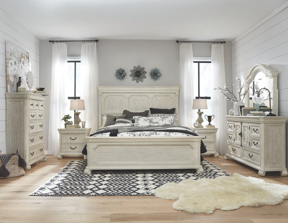 Magnussen - Bronwyn Alabaster King Panel Bed 2 Nightstands And Drawer Dresser With Shaped Mirror - B4436-64-KIT6 view 7