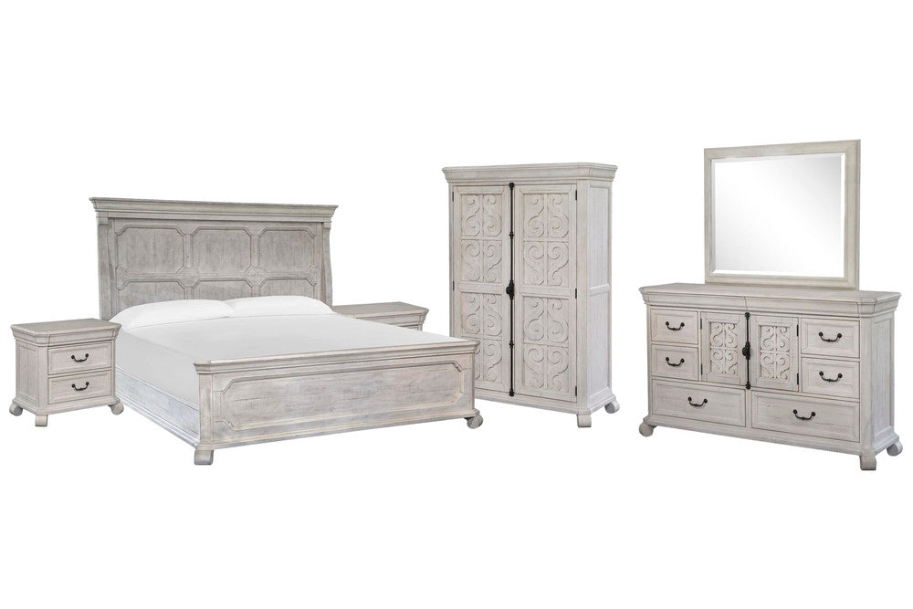 Magnussen - Bronwyn Alabaster King Panel Bed 2 Nightstands Drawer Dresser With Landscape Mirror And Armoire - B4436-64-KIT9 view 1