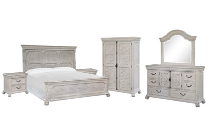 Magnussen - Bronwyn Alabaster King Panel Bed 2 Nightstands Drawer Dresser With Shaped Mirror And Armoire - B4436-64-KIT10 view 1
