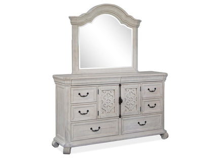 Magnussen - Bronwyn Alabaster King Panel Bed 2 Nightstands Drawer Dresser With Shaped Mirror And Drawer Chest - B4436-64-KIT8 view 6
