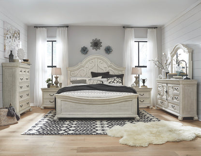 Magnussen - Bronwyn Alabaster King Shaped Panel Bed 2 Nightstands Drawer Dresser With Shaped Mirror And Drawer Chest - B4436-65-KIT8 view 7