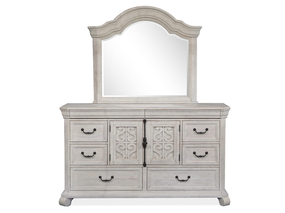 Magnussen - Bronwyn Alabaster King Shaped Panel Bed And Drawer Dresser With Shaped Mirror - B4436-65-KIT4 view 5
