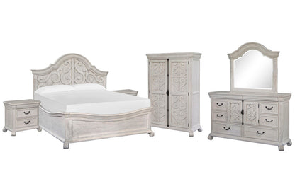 Magnussen - Bronwyn Alabaster Queen Shaped Panel Bed 2 Nightstands Drawer Dresser With Shaped Mirror And Armoire - B4436-55-KIT10 view 1