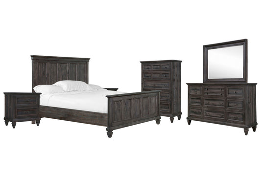Magnussen - Calistoga Weathered Charcoal King Panel Bed 2 Nighstands Drawer Dresser With Landscape Mirror And Drawer Chest - B2590-64-KIT5 view 1