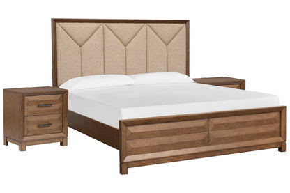 Magnussen - Callisto Bourbon Brown King Upholstered Panel Bed With 2 Nightstands - B6396-65-KIT2 view 1
