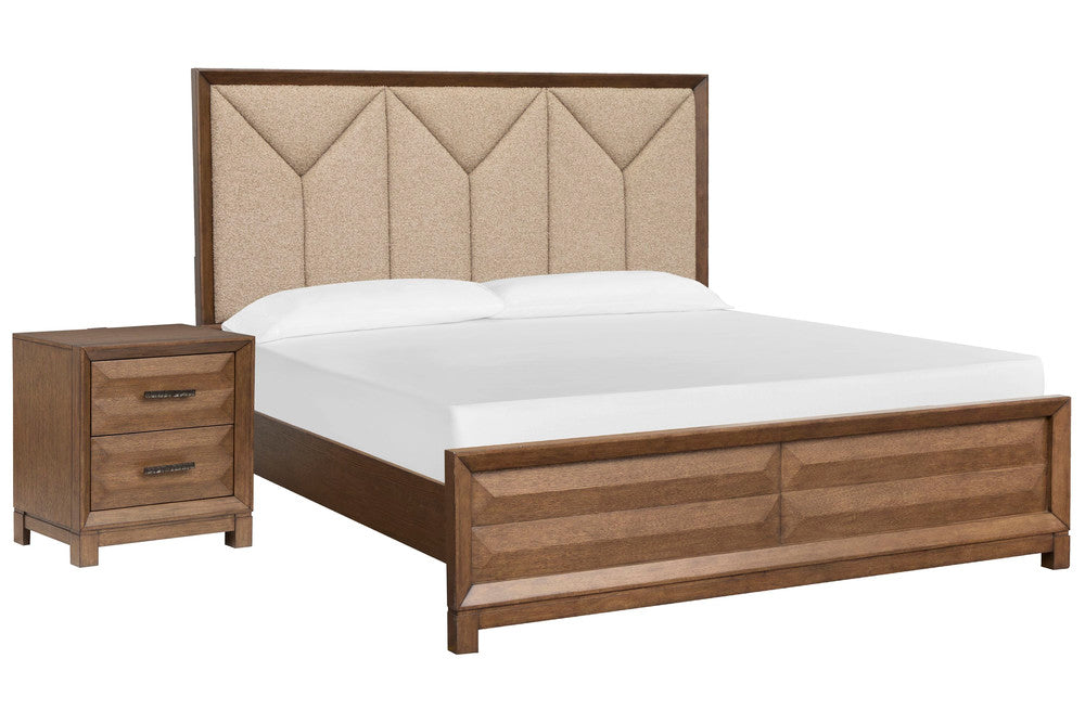 Magnussen - Callisto Bourbon Brown King Upholstered Panel Bed With Nightstand - B6396-65-KIT1 view 1