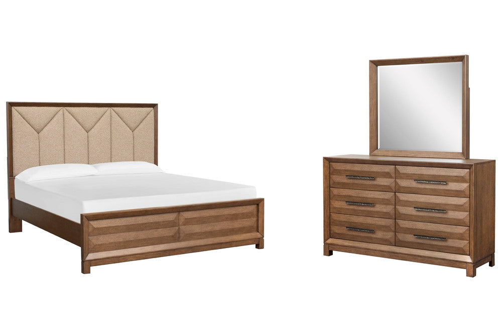 Magnussen - Callisto Bourbon Brown Queen Upholstered Panel Bed And Drawer Dresser With Landscape Mirror - B6396-55-KIT3 view 1
