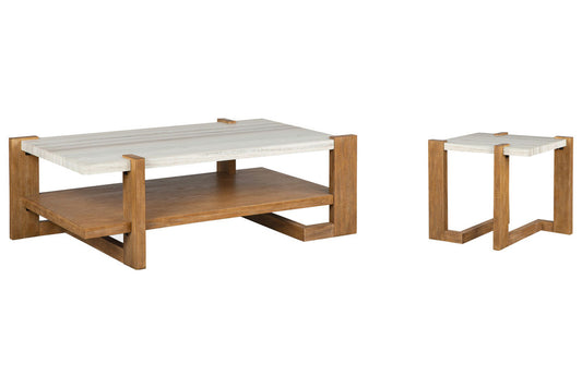 Magnussen - Carrington Honey Wheat Rectangular Cocktail Table With End Table - T5930-43KIT1 view 1