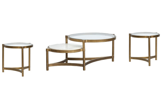 Magnussen - Cassidy Aged Brass And Volakas Classic Shaped Cocktail Table With 2 End Table - T6357-62KIT2 view 1