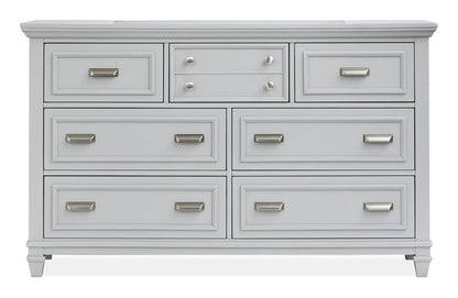 Magnussen - Charleston Harbor Gray And White Dove Grey Drawer Dresser With White Landscape Mirror - B5611-20GY40WH view 2