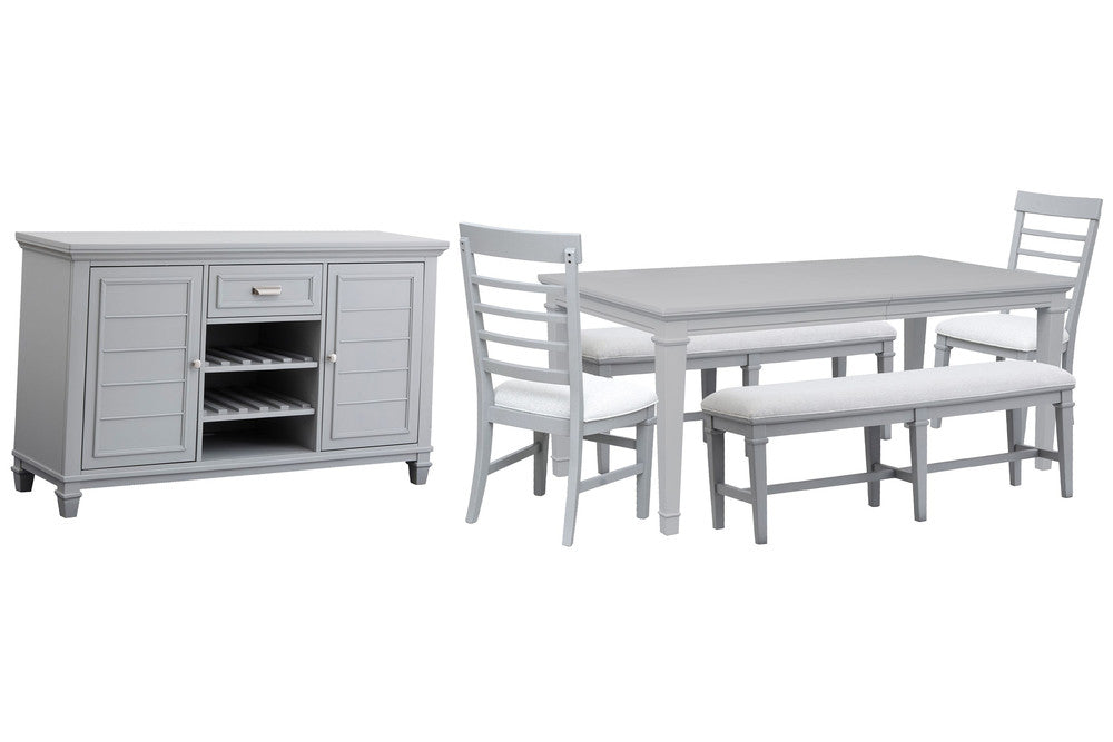 Magnussen - Charleston Harbor Gray Grey Extendable Rectangular Dining Table With 2 Benches 2 Side Chairs And Server - D5611-20GY-KIT12 view 1