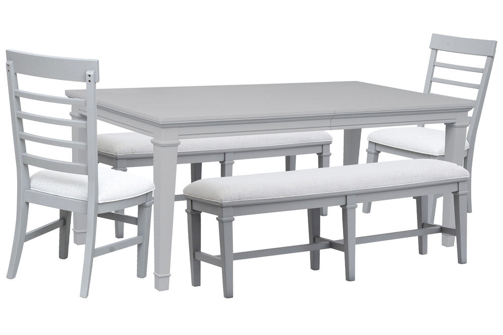 Magnussen - Charleston Harbor Gray Grey Extendable Rectangular Dining Table With 2 Benches And 2 Side Chairs - D5611-20GY-KIT11 view 1