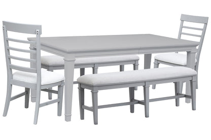 Magnussen - Charleston Harbor Gray Grey Extendable Rectangular Dining Table With 2 Benches And 2 Side Chairs - D5611-20GY-KIT11 view 1