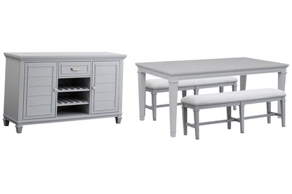 Magnussen - Charleston Harbor Gray Grey Extendable Rectangular Dining Table With 2 Benches And Server - D5611-20GY-KIT10 view 1