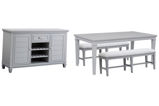 Magnussen - Charleston Harbor Gray Grey Extendable Rectangular Dining Table With 2 Benches And Server - D5611-20GY-KIT10 view 1