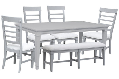 Magnussen - Charleston Harbor Gray Grey Extendable Rectangular Dining Table With 4 Side Chairs And Bench - D5611-20GY-KIT7 view 1