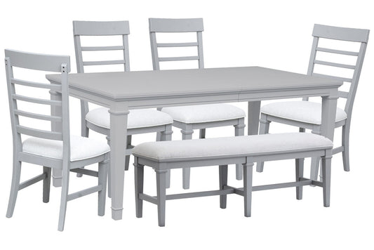 Magnussen - Charleston Harbor Gray Grey Extendable Rectangular Dining Table With 4 Side Chairs And Bench - D5611-20GY-KIT7 view 1