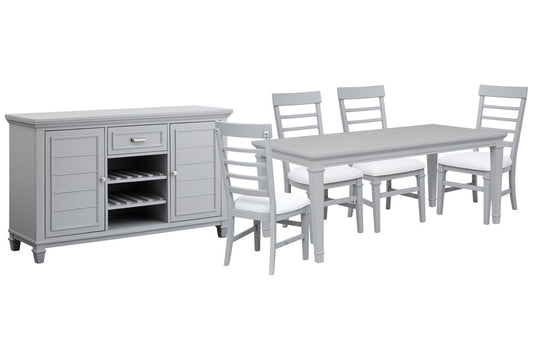 Magnussen - Charleston Harbor Gray Grey Extendable Rectangular Dining Table With 4 Side Chairs And Server - D5611-20GY-KIT2 view 1