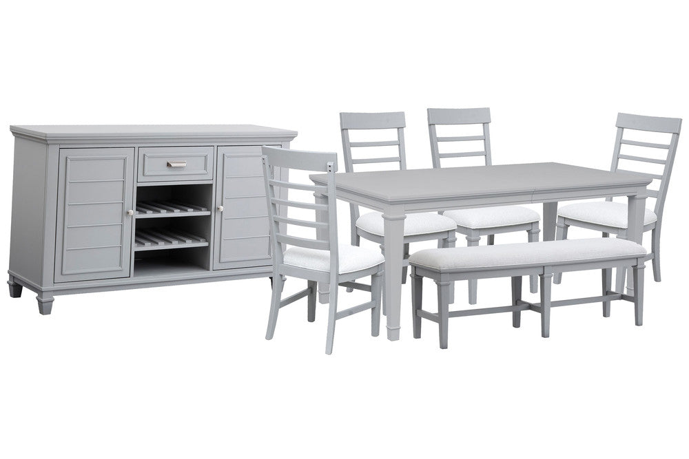 Magnussen - Charleston Harbor Gray Grey Extendable Rectangular Dining Table With 4 Side Chairs Bench And Server - D5611-20GY-KIT8 view 1