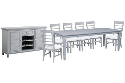 Magnussen - Charleston Harbor Gray Grey Extendable Rectangular Dining Table With 6 Side Chairs And Server - D5611-20GY-KIT4 view 1