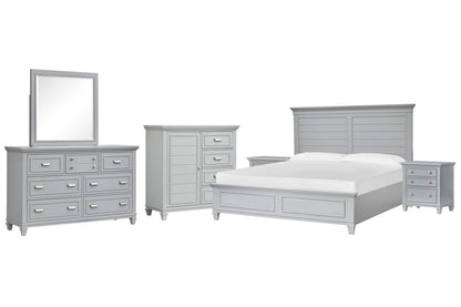 Magnussen - Charleston Harbor Gray Queen Grey Panel Bed 2 Nightstands Grey Drawer Dresser With Landscape Mirror And Door Chest - B5611-54GY-KIT6 view 1