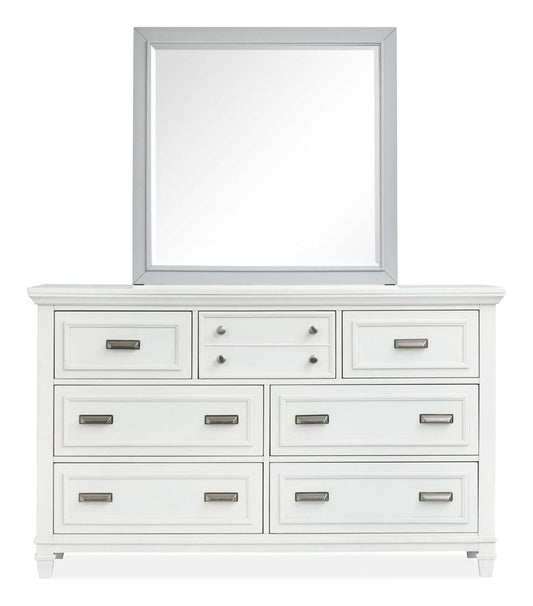 Magnussen - Charleston White Dove And Harbor Gray White Drawer Dresser With Grey Landscape Mirror - B5611-20WH40GY view 1
