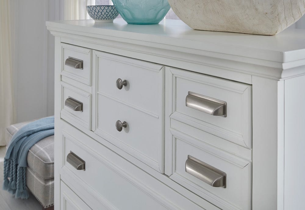 Magnussen - Charleston White Dove And Harbor Gray White Drawer Dresser With Grey Landscape Mirror - B5611-20WH40GY view 4