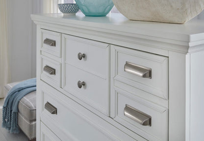 Magnussen - Charleston White Dove And Harbor Gray White Drawer Dresser With Grey Landscape Mirror - B5611-20WH40GY view 4
