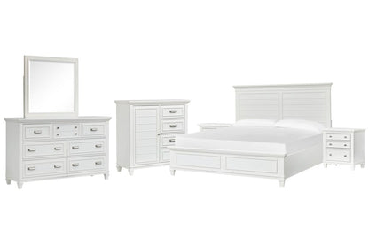Magnussen - Charleston White Dove King White Panel Bed 2 Nightstands White Drawer Dresser With Landscape Mirror And Door Chest - B5611-64WH-KIT6 view 1