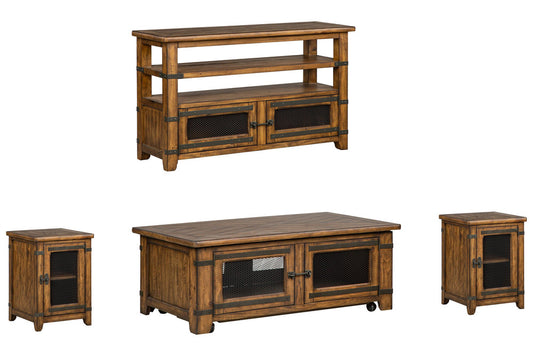 Magnussen - Chesterfield Farmhouse Timber Lift Top Storage Caster Cocktail Table With 2 Chairside End Table And Sofa Table - T4717-50KIT3 view 1
