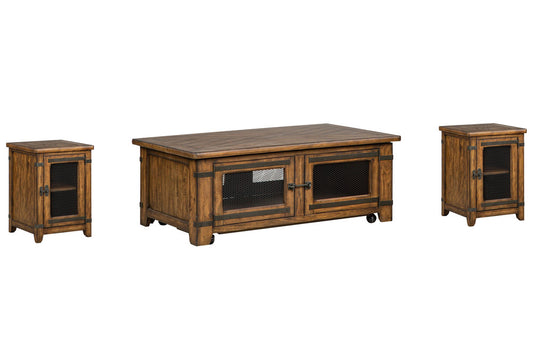 Magnussen - Chesterfield Farmhouse Timber Lift Top Storage Caster Cocktail Table With 2 Chairside End Table - T4717-50KIT2 view 1