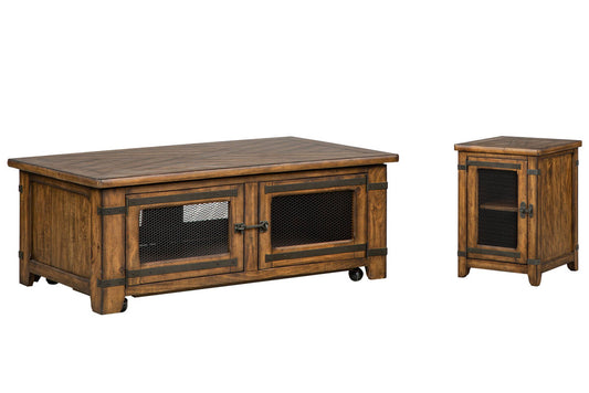 Magnussen - Chesterfield Farmhouse Timber Lift Top Storage Caster Cocktail Table With Chairside End Table - T4717-50KIT1 view 1
