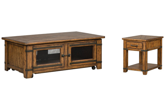 Magnussen - Chesterfield Farmhouse Timber Lift Top Storage Caster Cocktail Table With End Table - T4717-50KIT4 view 1