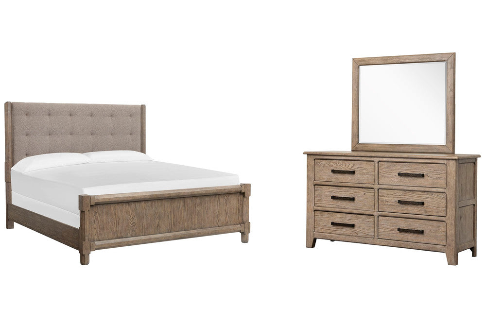 Magnussen - Claremont Smokey Taupe California King Upholstered Panel Bed And Drawer Dresser With Landscape Mirror - B5942-75-KIT3 view 1