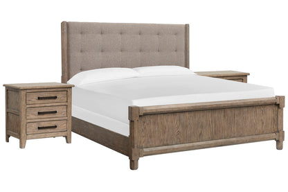 Magnussen - Claremont Smokey Taupe King Upholstered Panel Bed With 2 Nightstands - B5942-65-KIT2 view 1
