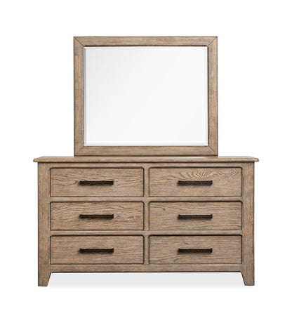 Magnussen - Claremont Smokey Taupe Queen Upholstered Panel Bed And Drawer Dresser With Landscape Mirror - B5942-55-KIT3 view 6